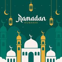 Ramadan kareem flat design background clip art icon lantern vector