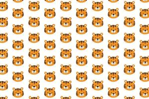 A pattern of tiger faces on a white background vector