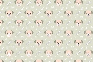 A pattern with dogs and bones on a green background vector