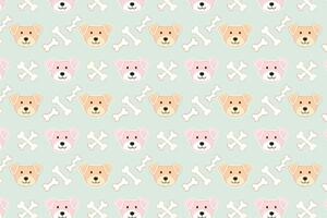 A pattern with dogs and bones on a light green background vector
