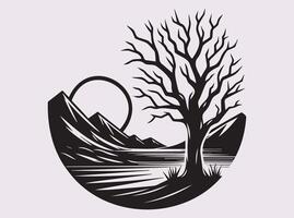 Isolated Black Dead Tree Desert Silhouette for Sketch and Illustration vector