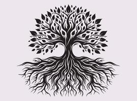 Unique Solid Black Tree Roots Silhouette for Modern Abstract Art Design vector