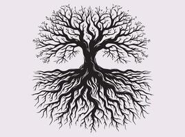 Tree Roots Abstract Silhouette in Black for Elegant Wall Art Decor vector