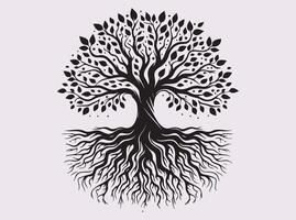 Abstract Tree Roots Silhouette in Black for Artistic Interior Design vector