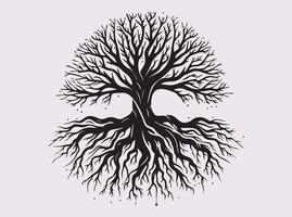 Black Abstract Tree Roots Silhouette Design for Contemporary Art Styles vector