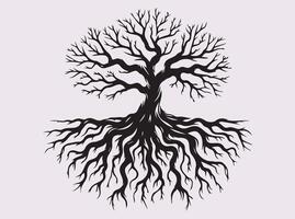Tree Roots Abstract Silhouette in Solid Black for Dark Artistic Touch vector