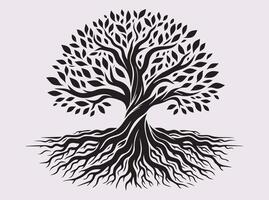 Tree Roots Silhouette in Solid Black for Minimalist Art Enthusiasts vector