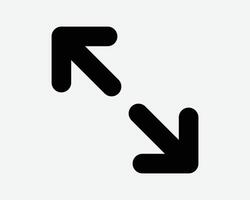 Expand Arrow Point Pointer Zoom In Out Scale Scaling Gesture Top Corner Right Bottom Left Side Icon Black White Symbol Sign Graphic Illustration vector