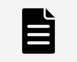 Document Page Paper Sheet Lines Line Doc Word Text File Folder Black White Icon Sign Symbol Graphic Illustration vector