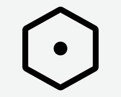 Hexagon Dot Center Aim Point Bulls Eye Bullseye Outline Line Shape Geometry Icon Sign Symbol vector