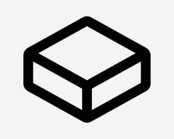 Flat Box Rectangular 3D Square Cube Outline Line Shape Geometry Black White Icon Sign Symbol Graphic Illustration vector