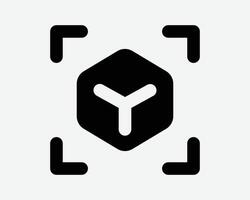 3D Box Cube Square Scan Sanner Zoom Image View Outline Line Black White Icon Sign Symbol Graphic Illustration vector