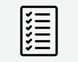 Checklist Outline Line Shape To Do List Adgenda Achievement Tick Correct Questionaire Survey Icon Black White Symbol Sign Graphic Illustration vector