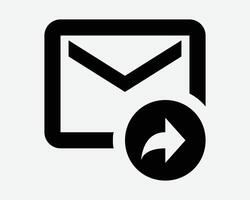 Email Forward Mail Arrow Path Reply Send Envelope Letter Point Message Inbox Outbox E-Mail Black White Icon Sign Symbol Graphic Illustration vector