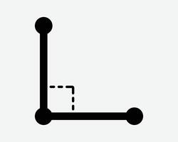 90 Degree Right Angle Corner Geometry Ninety Degrees Graph Scale Shape Icon Black White Symbol Sign Graphic Illustration vector