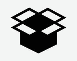 3D Open Box Cube Shipping Lid Unbox Unboxing Logistic Courrier Black White Icon Sign Symbol Graphic Illustration vector