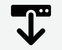 Data Server Download Storage Archive Arrow Down Load Hard Disk Computer CPU Memory Black White Icon Sign Symbol Graphic Illustration vector