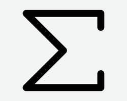 Sigma Shape Outline Line Math Greek Alphabet Number Numeral Mathematics Equation Icon Black White Symbol Sign Graphic Illustration vector