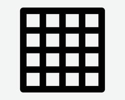 16 Square Grid Table Outline Row Repeating Pattern Grill Collumn Spreadsheet Icon Black White Symbol Sign Graphic Illustration vector