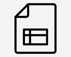 Spreadsheet File Folder Document Paper Save Doc Data Outline Shape Fold Input Icon Black White Symbol Sign Graphic Illustration vector