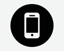 Smartphone Button Round Circle Mobile Phone Handphone Smart Device Tech Technology Icon Black White Symbol Sign Graphic Illustration vector