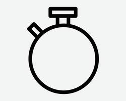 Stopwatch Stop Watch Timer Counter Countdown Time Speed Record Outline Line Icon Black White Symbol Sign Graphic Illustration vector