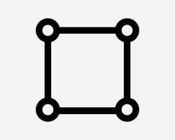 Square Circle Corner Four Points Outline Line Shape Connection Draw Edit Editor Icon Sign Symbol Graphic Illustration vector