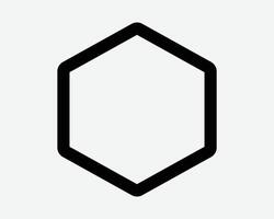 Hexagon Shape Outline Line Geometry Six Sides Polygon Icon Sign Symbol SVG Illustration Artwork vector