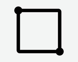 Square Corner Dot Top Left Bottom Right Shape Line Outline Path Draw Scale Border Icon Black White Symbol Sign Graphic Illustration vector