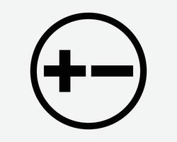 Plus Minus Circle Positive Negative Round Addition Subtraction Button Add Subtract Increase Decrease Icon Black White Symbol Sign Graphic Illustration vector