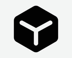 Solid 3D Box Cube Square Geomerty Shape Solid Black White Icon Sign Symbol Graphic Illustration vector