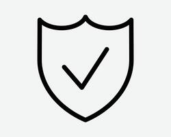 Shield with Tick Outline Verify Badge Verification Tag Protection Protect Secure Security Icon Black White Symbol Sign Graphic Illustration vector