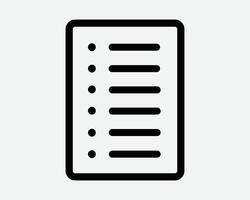 List Sheet To Do Paper Page Memo Print File Document Doc Office Bullet Point Report Outline Line Sign Symbol Icon Artwork Graphic Illustration vector