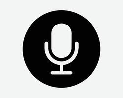 Microphone Mic Mike Podcast Round Button Record Recording Studio Announcement Music Player Icon Black White Symbol Sign Graphic Illustration vector