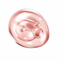Glossy pink collagen molecules suspended within membrane realistic illustration. Cellular skincare components 3d object on white vector
