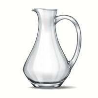 A digital 3D rendering of a tall and slender glass pitcher with a gracefully curved handle and a smooth spout. Its minimalistic and elegant design makes it perfect for modern interiors and branding. vector