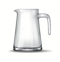 A beautifully rendered realistic 3D glass jug featuring a round body and a sturdy handle. Ideal for water, juice, or wine serving in dining settings or graphic design compositions. vector