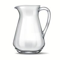 Realistic 3D rendering of a single glass jug with a curved spout and smooth body. The delicate reflections and transparency highlight the beauty of the material. vector
