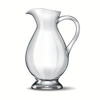A realistic 3D glass pitcher with an angular body and sleek design, perfect for contemporary kitchenware visuals. Its sharp edges contrast with its delicate transparency and reflections. vector
