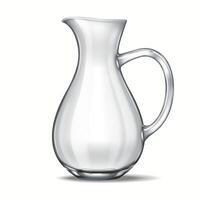 A 3D-rendered glass jug with a curved silhouette and balanced proportions. The reflections and transparency create an artistic touch, suitable for commercial or branding visuals. vector