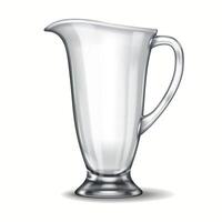 A highly detailed 3D rendering of a footed glass pitcher with a flared spout and elegant handle. The refined transparency and reflections add to its luxurious appearance. vector