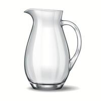 A sophisticated 3D-rendered wide glass jug with a tapered spout, featuring gentle curves and transparency. Perfect for digital compositions and premium product presentations. vector