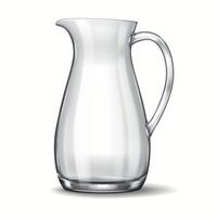 A minimalistic 3D-rendered glass pitcher featuring a refined spout and handle. The crystal-clear transparency and smooth surface highlight its modern aesthetic and practicality. vector