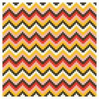 A pixelated zigzag pattern in shades of red, orange, yellow, and black, a bright and engaging chevron pattern, filled with multiple colors that enhance its visual interest and appeal. vector