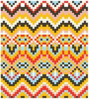 Colorful pixelated zigzag pattern with a geometric design showcasing a variety of shapes and hues, forming an engaging and dynamic pattern. vector