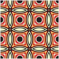 Seamless abstract square geometric print pattern with red, yellow, and black shapes on a beige background. vector