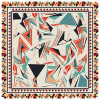 Abstract intertwined circle pattern with red, green, and blue striped, bordered by concentric frames, A pattern enclosed within a square frame, showcasing a harmonious blend of hues and designs. vector