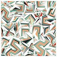 A vibrant, abstract pattern of overlapping geometric shapes in greens, reds, and blacks on a white background, creating a dynamic visual effect. vector