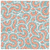 Colorful, swirling pattern featuring teal and red wave-like shapes on a white background, creating a vibrant, energetic design. vector
