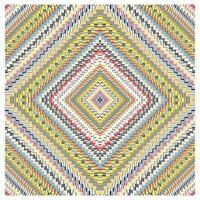 Abstract square print pattern of colorful zigzag lines forming a diamond shape, radiating outward in a mesmerizing arrangement of hues. vector